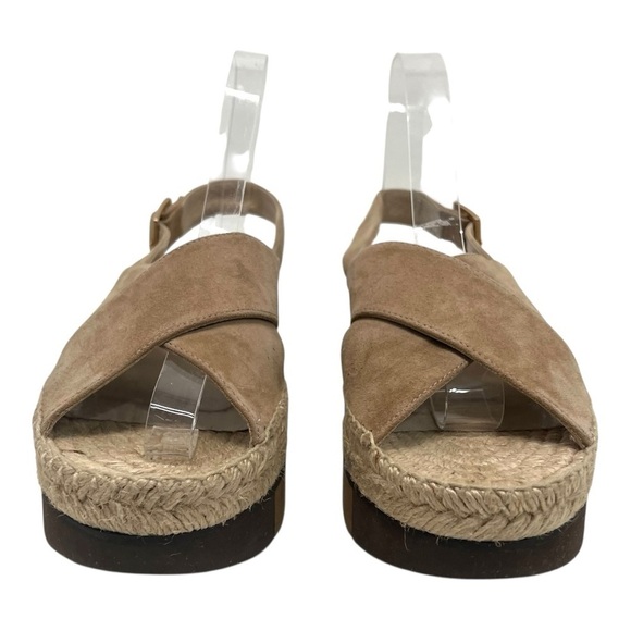 Paloma Barcelo Lynde Tan Suede Jute Espadrille Two Tone Platform Sandal Women 38 - Picture 4 of 16